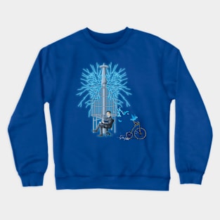 Fly blue bird in motorcycle Crewneck Sweatshirt